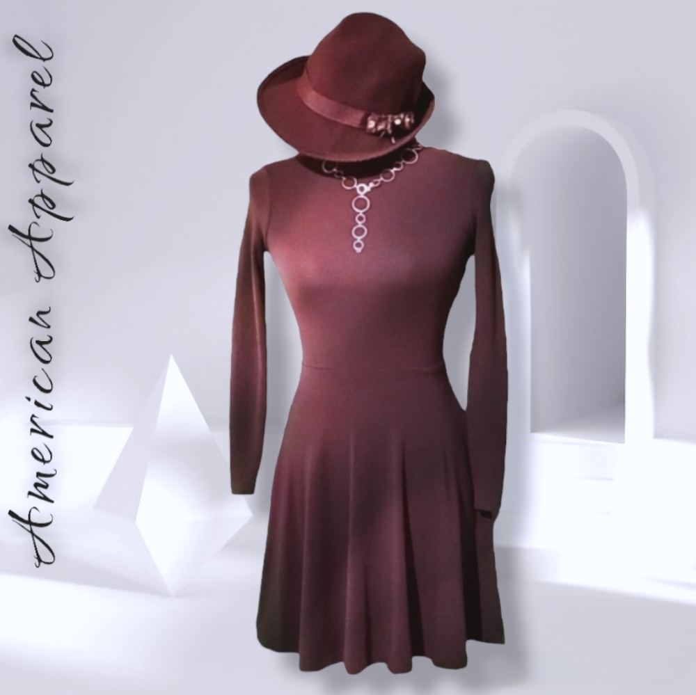 american apparel burgundy dress | Dresses | American Apparel Nwot Fitflare Violette Skater Wopen Ba Formal